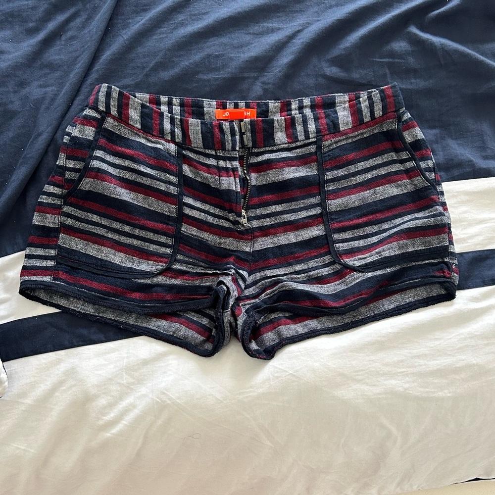 Joe Fresh High Waist Striped Shorts - Red, Gray, Blue